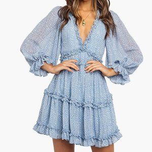 Blue flowy dress